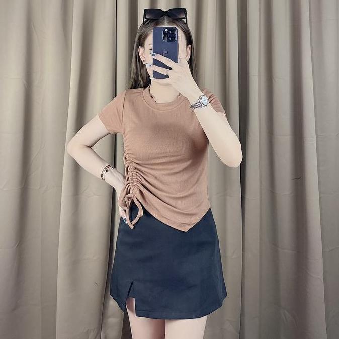 DA32 >> Scrunch rib top | atasan rib kerut