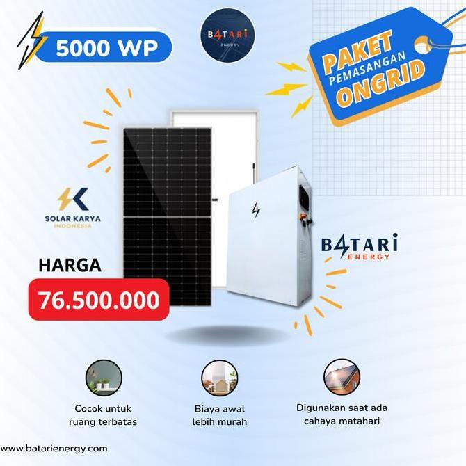 Paket Pemasangan Panel Surya Sistem PLTS ONGRID 2000 Wp 2 KW untuk rumah - Batari Energy -