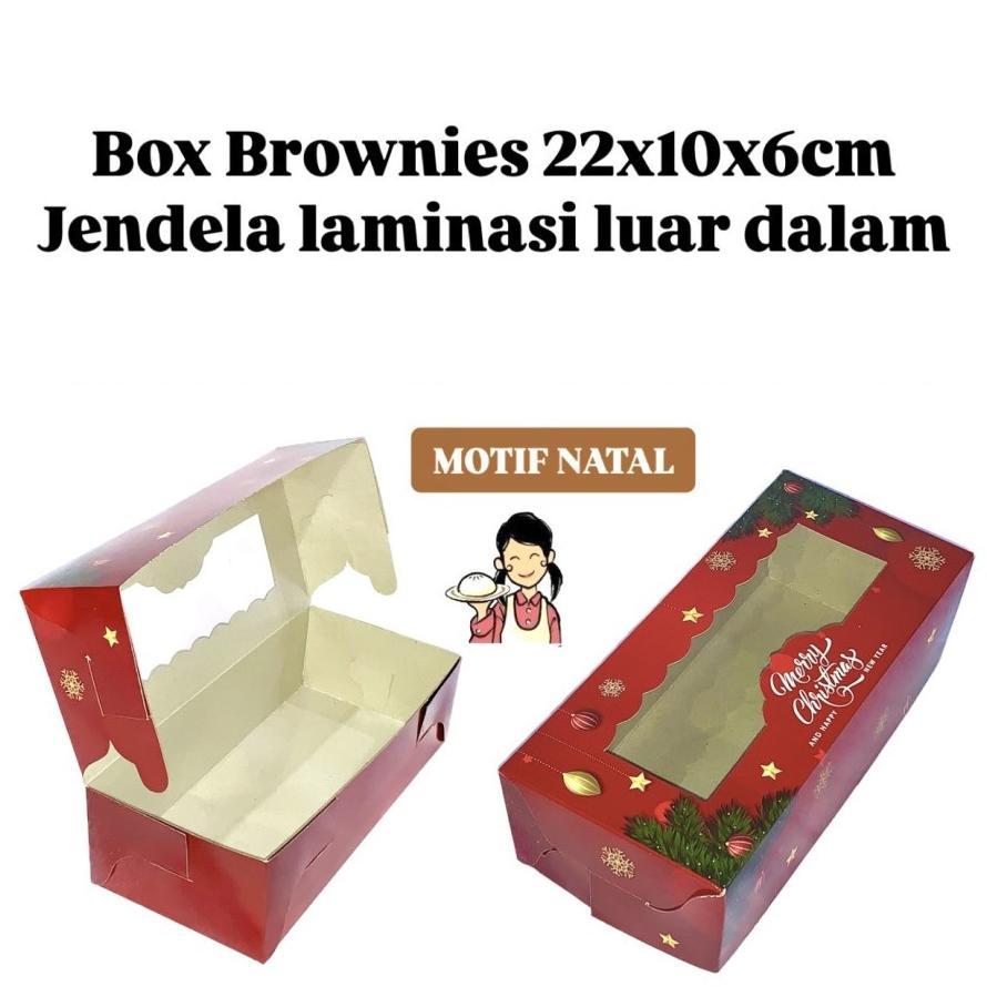 (5 Pcs)Box Natal Kue Brownies 22x10x6 Cm Kotak Lapis Legit Merry Christmas Dus Mika Cake Packaging