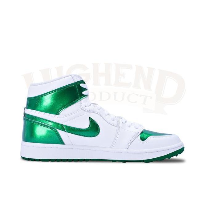Sepatu Sneakers Golf Pria Jordan 1 High Metallic Green Men Original