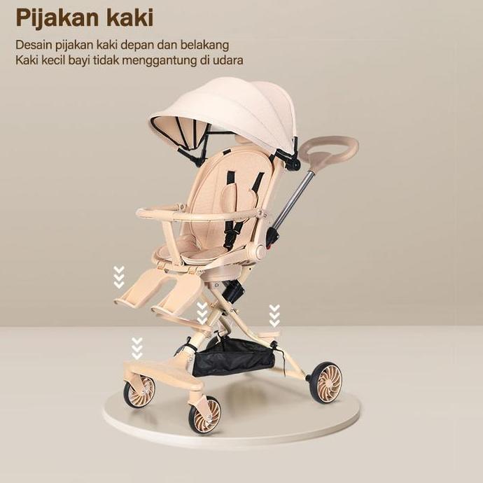 Topborn Stroller Kereta Bayi Dua Arah Bisa Duduk Atau Berbaring Kinerja Biaya Tinggi roda  stroller