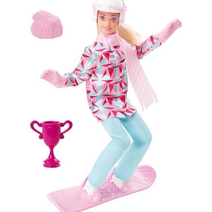 Boneka Barbie The Movie Made To Move Blonde Doll Snowboarder Pink Suit