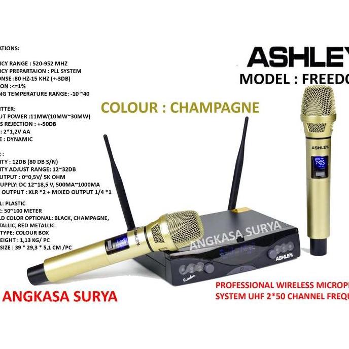 Mic Wireless ASHLEY FREEDOM Original , MULTI CHANNEL 2*50 Channel