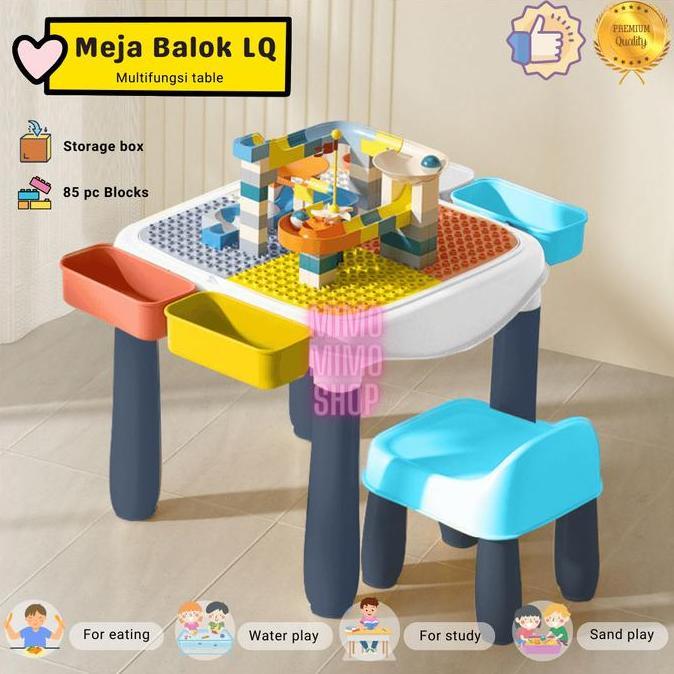 Promo MEJA BALOK - SET MEJA KURSI BALOK ANAK MULTIFUNGI MEJA BELAJAR ANAK Furniture Diskon