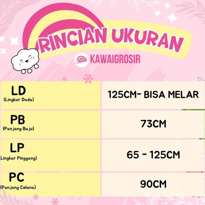 Promo KAWAI BAJU TIDUR PIYAMA SETELAN PP JUMBO LD 125 OVERSIZED IMPORT Diskon