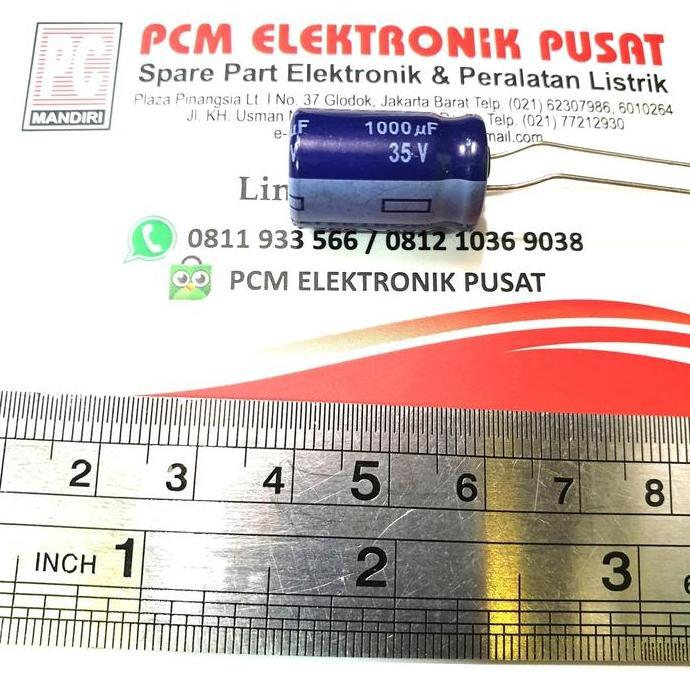 Diskon Capasitor Kapasitor Elco Panasonic 1000uf 35V 1000 mikro 35volt pcmpu55 Kualitas Baik
