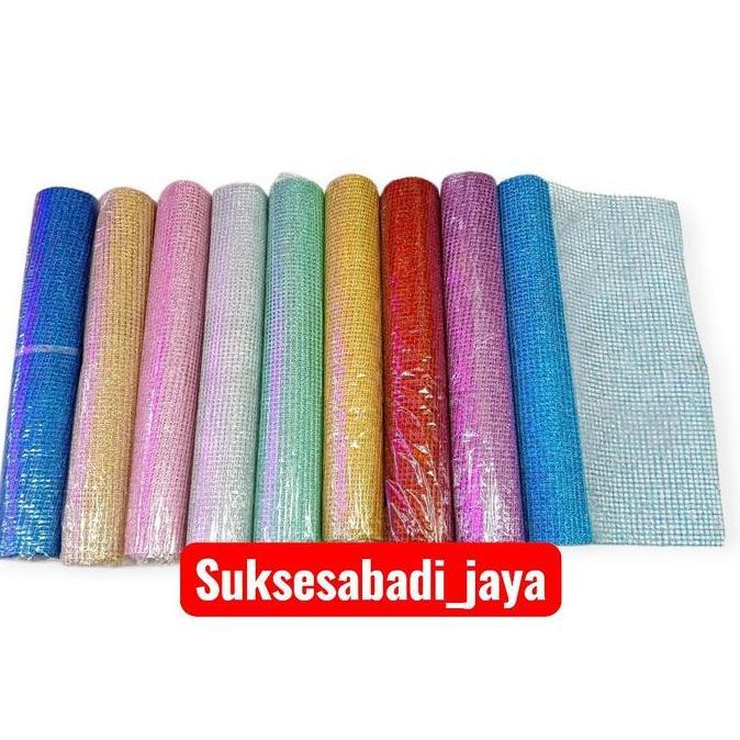 HIASAN NATAL Pita Natal MERRY SQUARE ukuran 50cm x 4.5meter / Pita Roll Besar /Pita Pohon Natal Besa