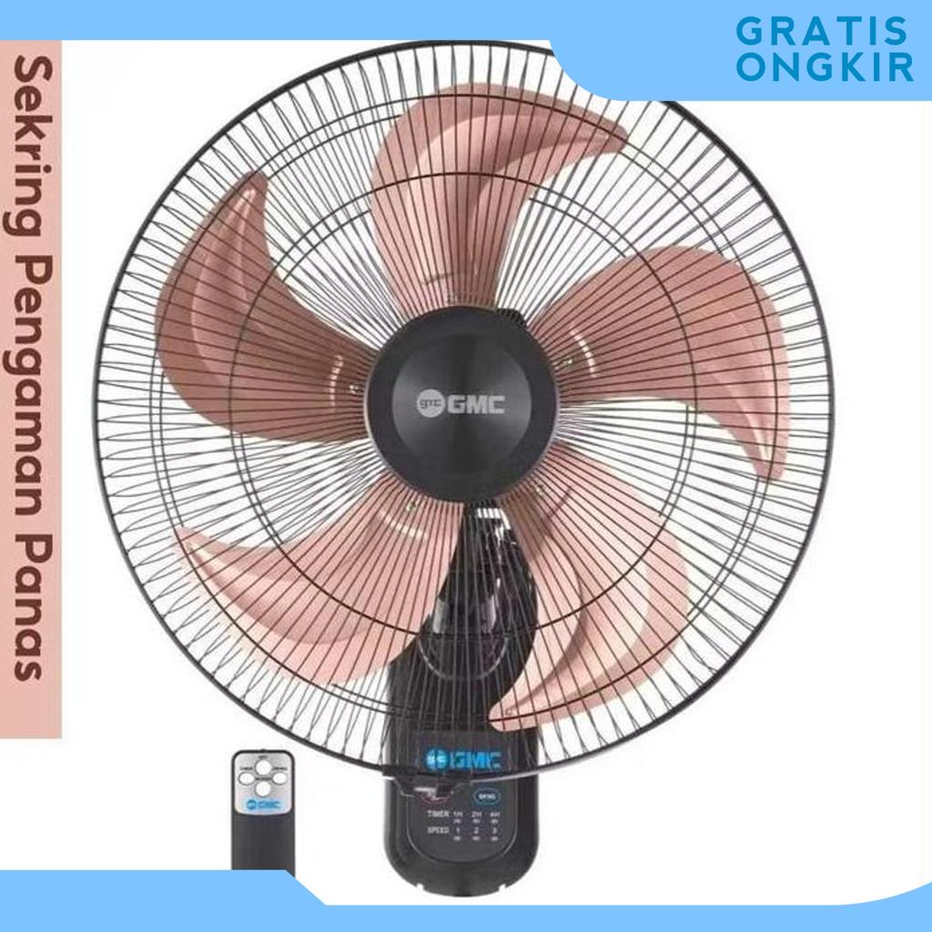 Gmc Wall Fan 521 Remote 18 Inch Besi / Kipas Angin Dinding Gantung Remot / Kipas Tembok 18 Inch