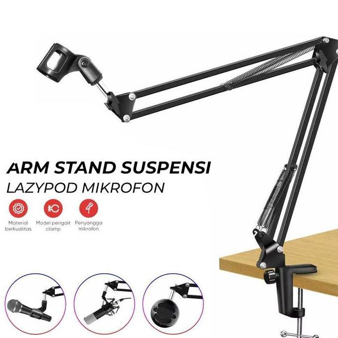 Stand Microphone Stand Mic Arm Suspensi Lazypod Arm Stand Podcast HAP