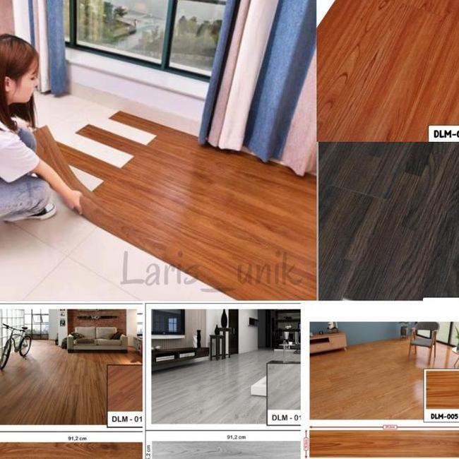 10 Lembar Vinyl Stiker Lantai Kayu Vynil Lantai Dekor Rumah Size 91.4Cmx15.2Cm Tebal 12Mm Dengan Lem