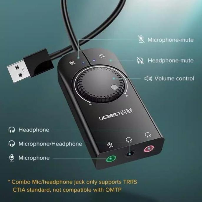 Ugreen Soundcard USB to Aux Audio Mic - Ugreen USB Sound Card External