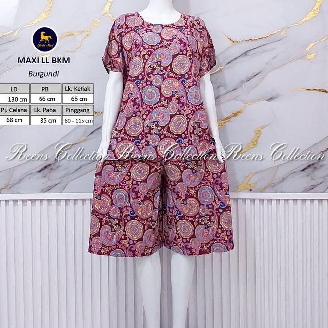 Promo Batik Kuda Mas Setelan Jumbo Maxi LL LD 130 Piyama Wanita Celana Pendek Rayon Bunga Motif Nyam