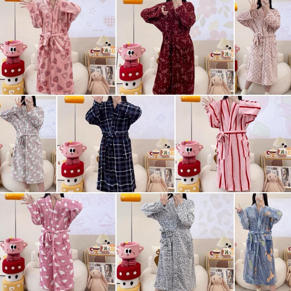 Handuk Kimono Bulu-Handuk Mandi-Rias Santai Kimono Wanita Bathrobe