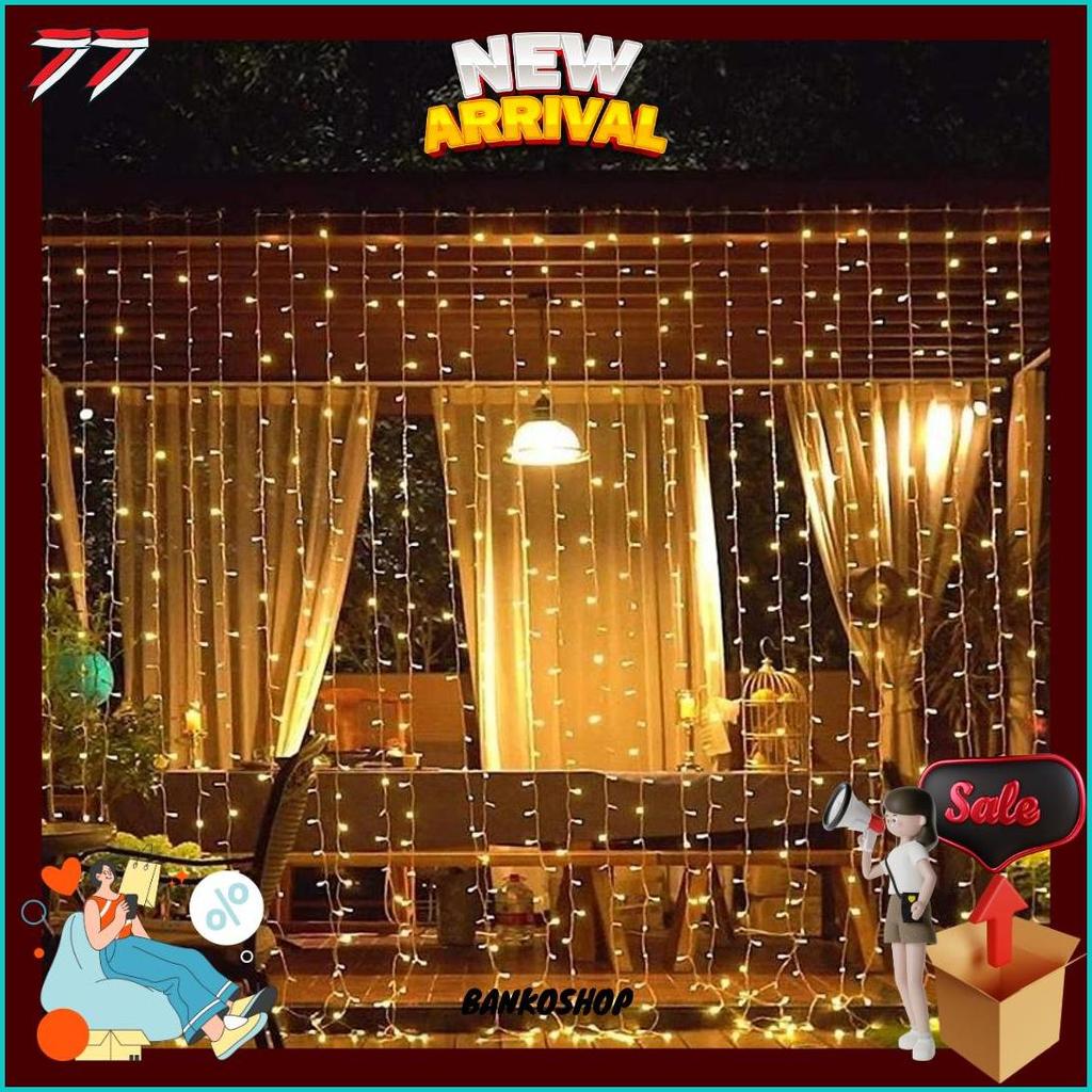 Lampu Tirai Led Dekorasi Cafe String Fairy Light 33 Meter 300 Led / Lampu Tumblr / Lampu Natal / Lam