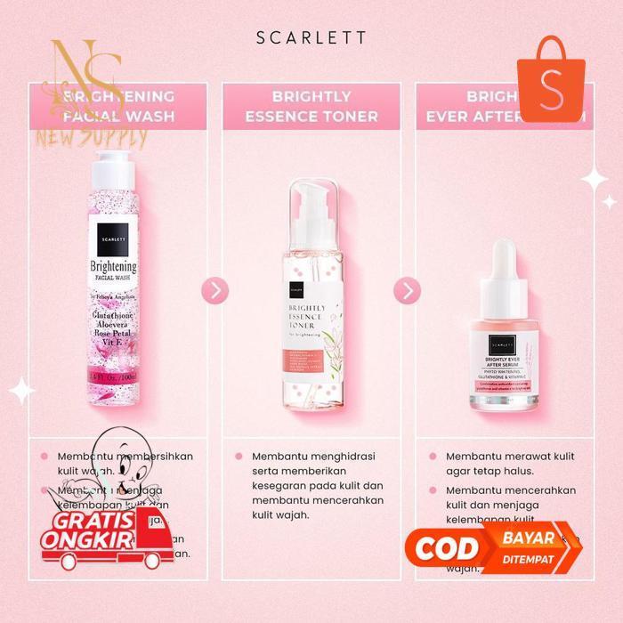 sr-32 Scarlett Whitening Paket Brightening Lengkap Series Serum Brightly Ever After Cream Resmi BPOM