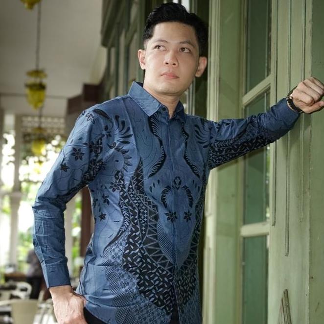 Batik Barata 2 Katun Slimfit Kemeja Denim Pria Premium Formal Motif Nyaman Panjang Kain Kerja Baju H
