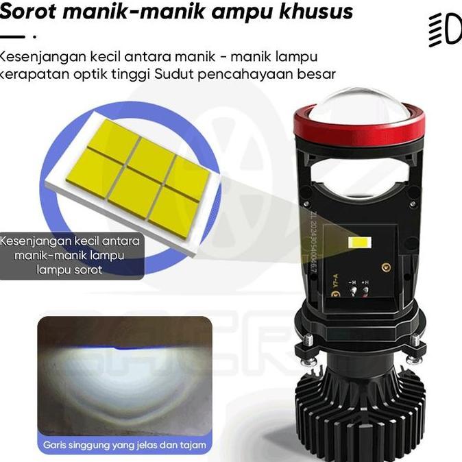 PROMO DISKON - ZACRO Y7D Lampu LED Mobil Dan Motor H4 Mini PROJECTOR PROJIE SUPER BRIGHT 50 Watt Dil