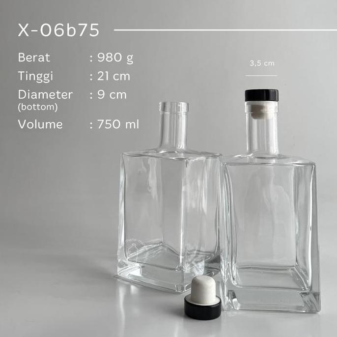 Botol kaca - The Cube Liquor Glass Bottle -  Botol Liquor