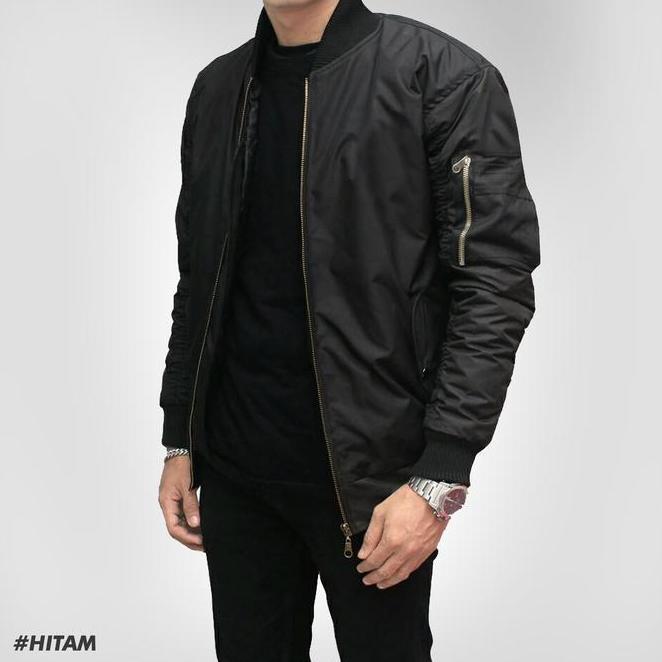 Jaket Bomber Pria Big Size Xxxl / Bomber Jumbo / Size Xl-Xxl-Xxxl Hitam Army