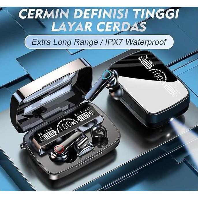 TWS M19 PRO HEADSET BLUETOOTH WIRELESS GAMING TWS 5.1 + POWERBANK 3500 MAH / headset Bluetooth TWS M