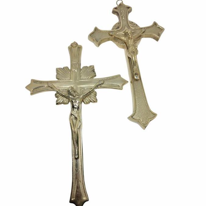 Salib Dinding salib gantung Yesus INRI Kuningan