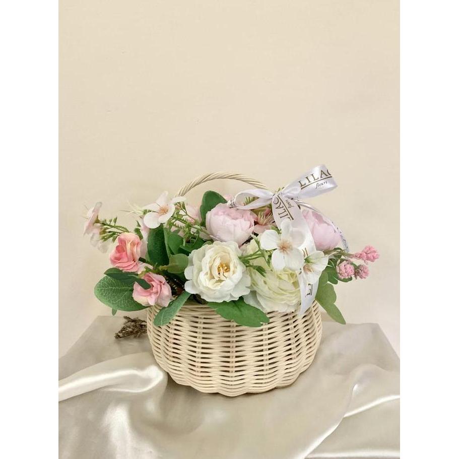 PO 1 HARI Bunga Keranjang Rotan Artificial | Hadiah Opening Toko