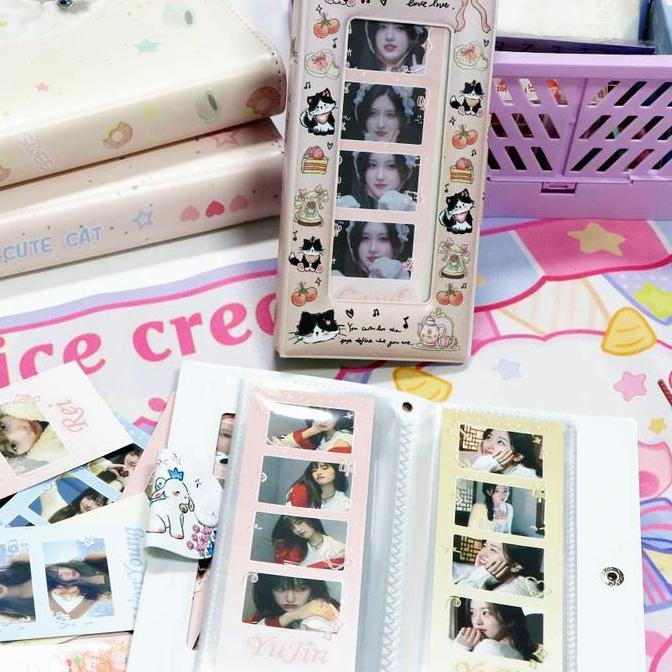 INS Style Empat Grid 4 Potongan Album Foto Kartu Koleksi Buku Idola Kartu Foto Binder 4 Grid Penyimp
