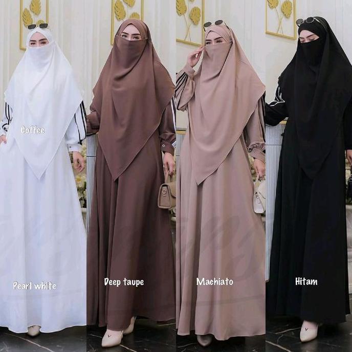 Gamis Halima Abaya Alexa Anti Uv Set SyarI By Arsy Hijab Set Jilbab French Khimar Syar'I Lengan Balo