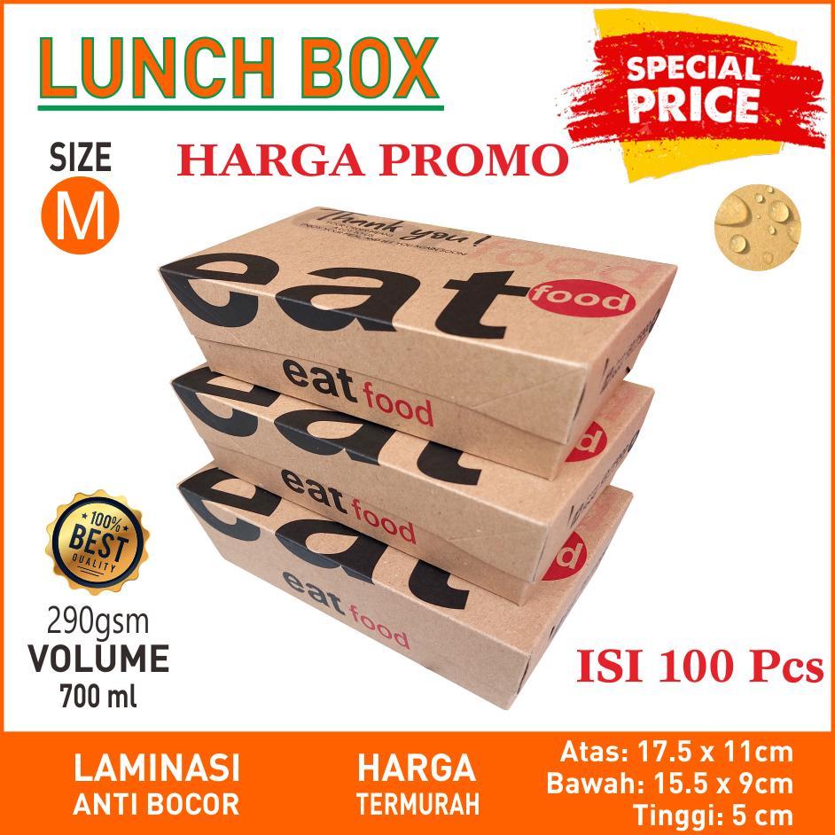 DUS M CETAK COKLAT isi 100 //Lunch Box Size M Craft Cetak Kotak Makan Kertas Brown Paper Box Makanan