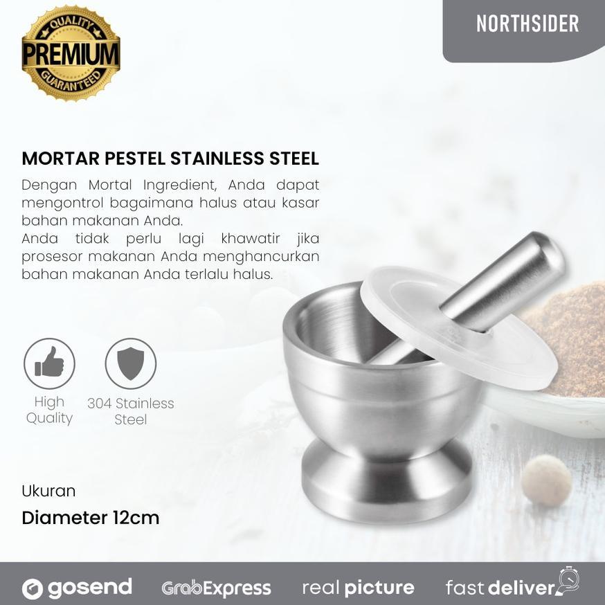 Mortar pestle tumbukan bumbu obat stainless cobek ulekan lumpang