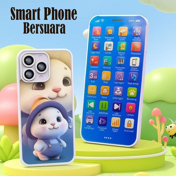 Telepon Anak Pintar Edukasi Dini Smart Phone Bersuara Usia 1-6 Tahun Lampu Warna Musik, Lagu Tidur &