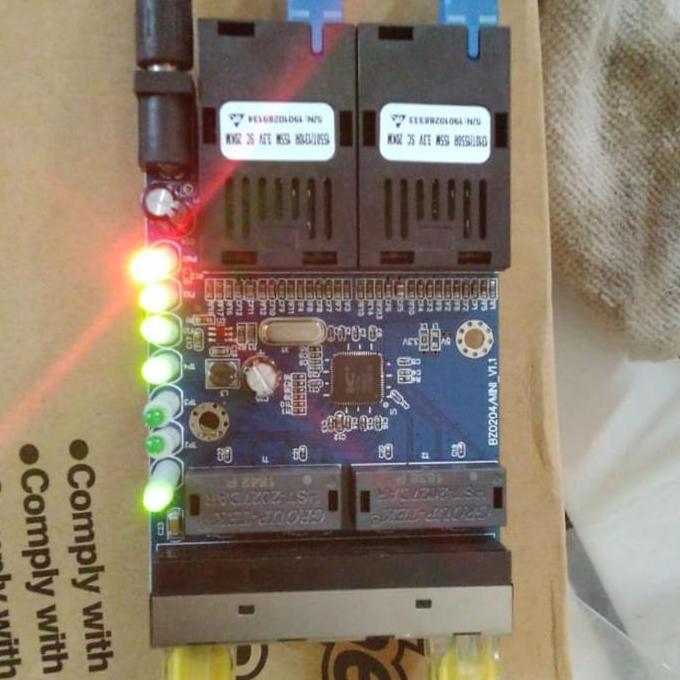 TERBARU - Ethernet Fiber Optic Switch Media Converter 2 SC 4 RJ45 -Side HTB 3100