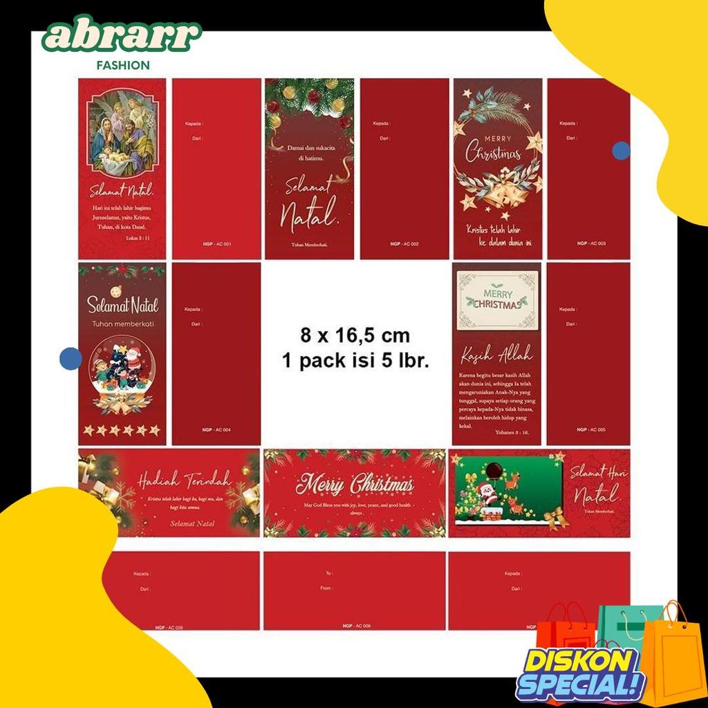 Diskon Kemerdekaan Angpao Natal Isi 5 Amplop Natal Merah Motif Natal Murah