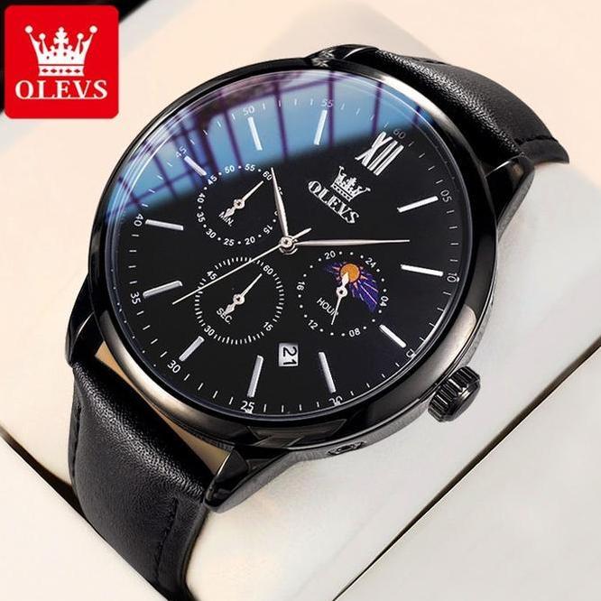 Olevs Jam Tangan Pria Anti Air Mewah Keren Cowok New 2025 Fashion Kulit Men Watches Cod With Kotak