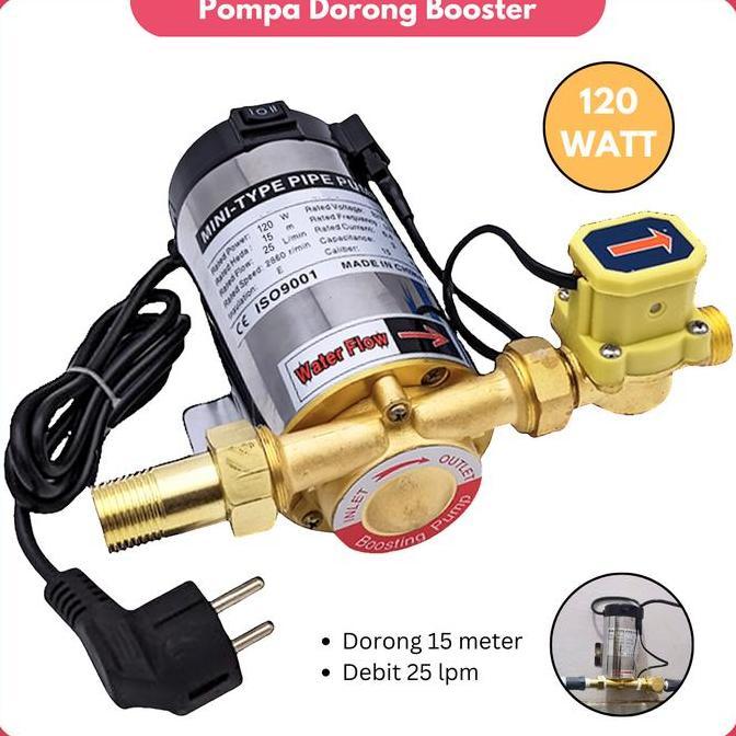 Pompa Pendorong Air Otomatis  Booster Pump 120W Pompa Dorong Wastafel Kamar Mandi Kran Mesin Cuci Pe
