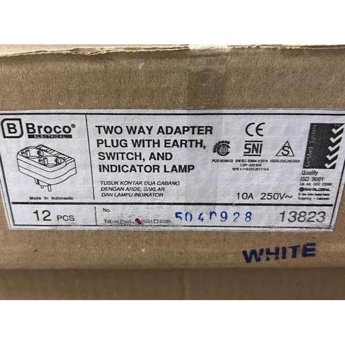 BROCO 13823 STOP KONTAK BROCO 2 LUBANG + STEKER + SAKLAR BROCO 13823