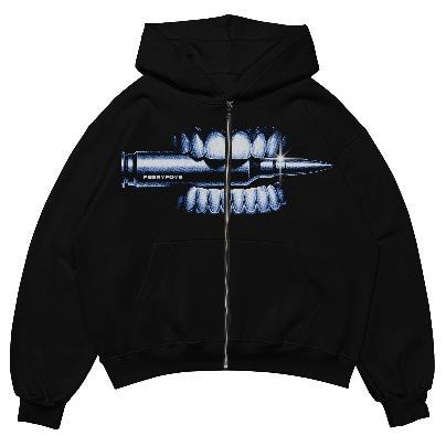 PerryFoye -  Hoodie Boxy Zipper Oversize Bullet Black / Hoodie Boxy / Oversize / Hoodie Boxy Oversiz