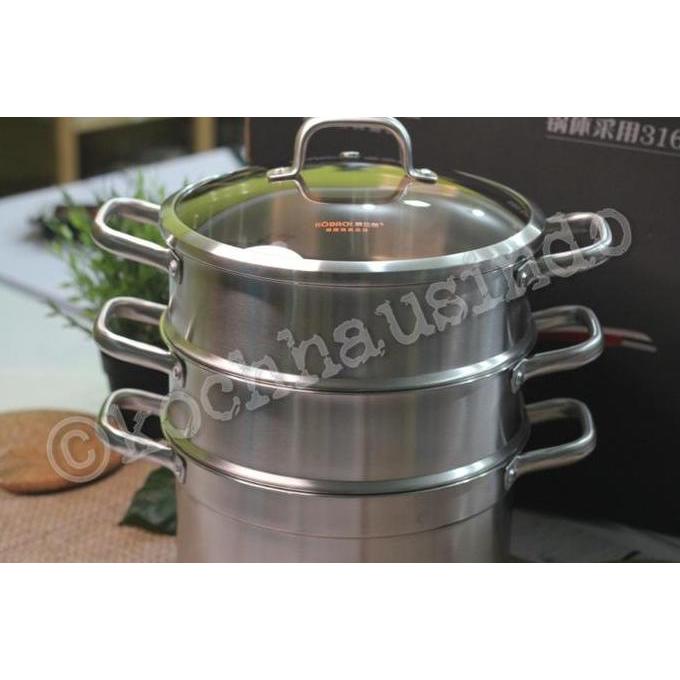 Zebra Panci Steamer 3 Susun Stainless Steel Set Kukus Stainless Steel