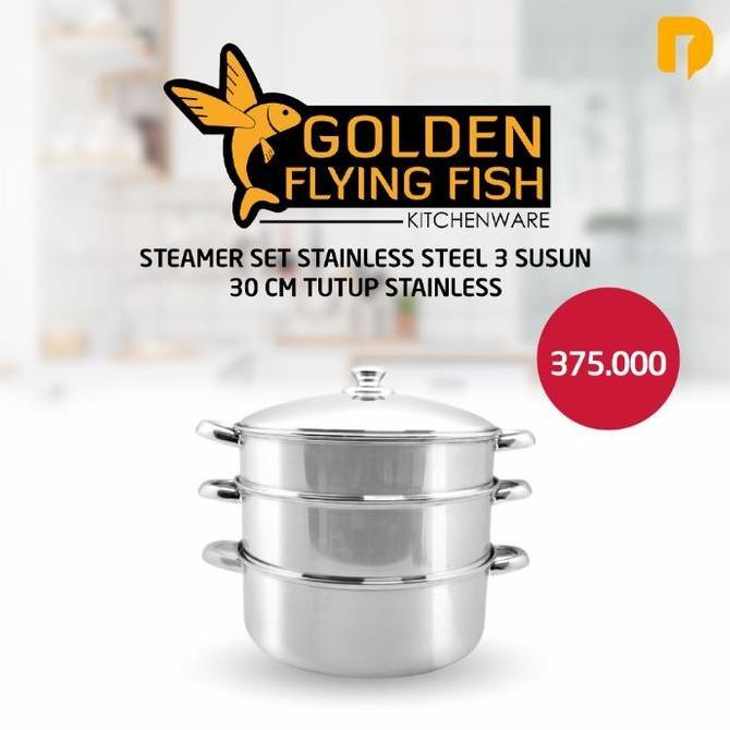Steamer / panci kukus 3 susun stainless steal golden flying fish