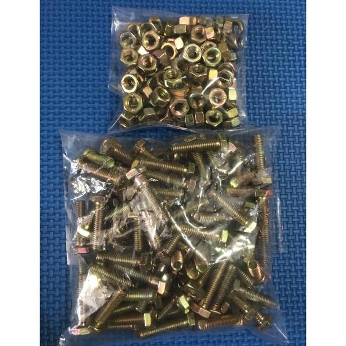 (Paket 50pcs) Baut 10 + Mur (6mm) x 3 cm