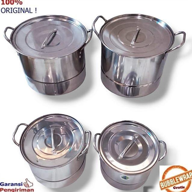 Panci Stainless Tinggi Plus Steamer Stockpot Steamer Dandang Kuah