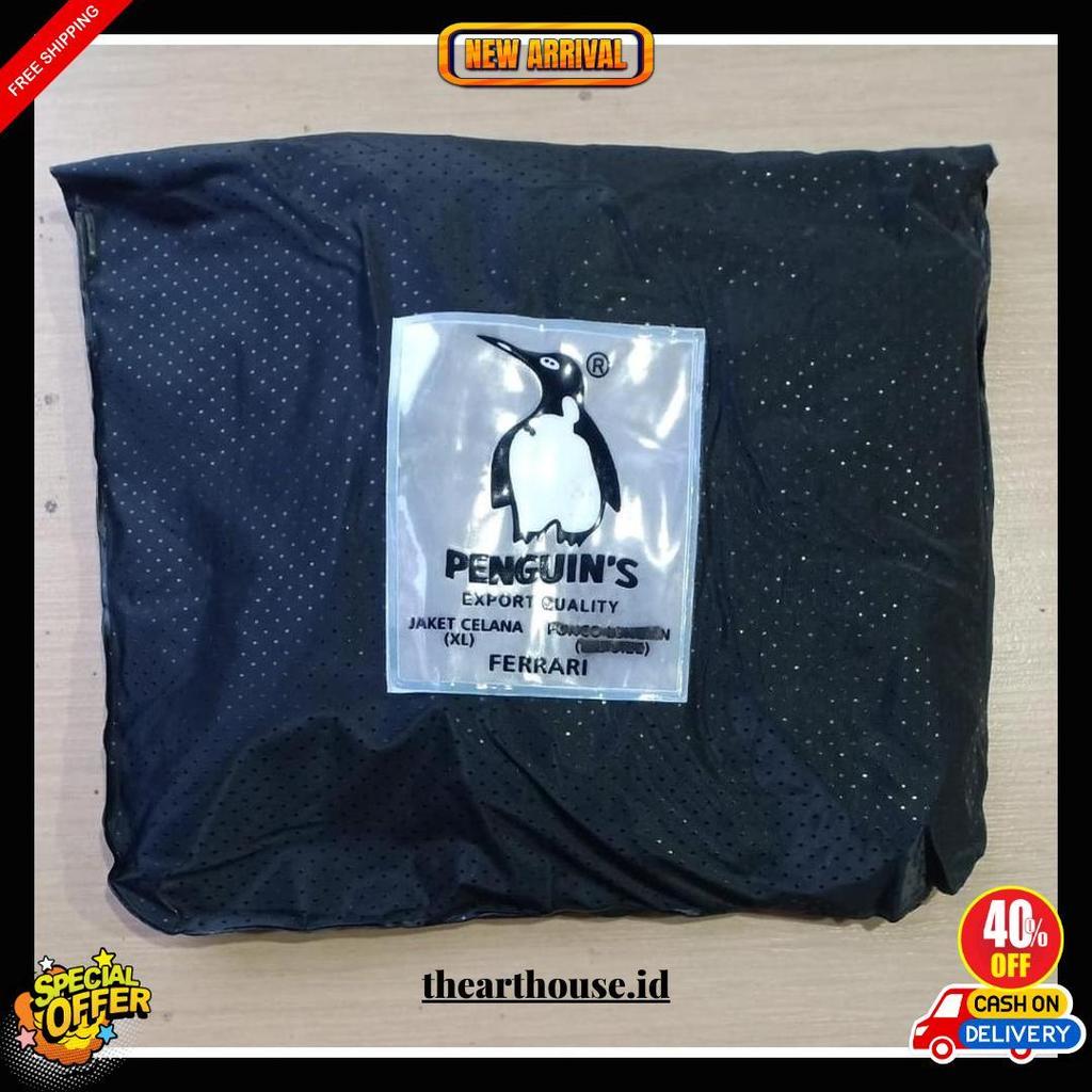 Jas Hujan Stelan Ferrari Black Penguins Size Xl Jaket Celana Original Produk