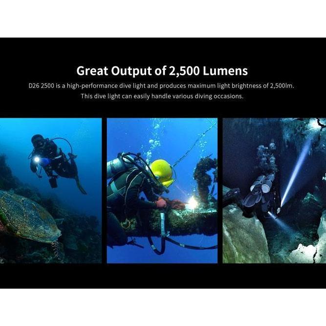 Senter Diving Waterproof Led Cree Xhp50.2 2500 Lumens Short D26 Xtar