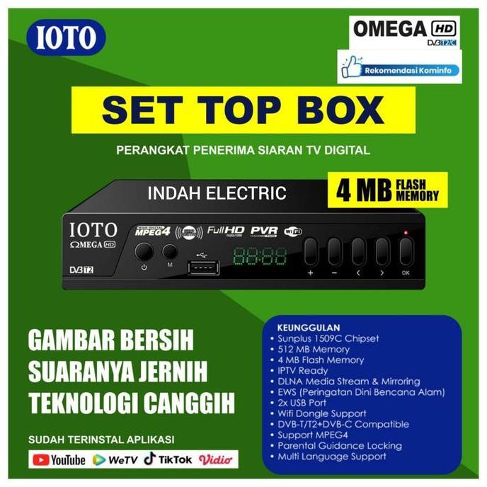 Set Top box IOTO OMEGA 4MB FULL HD DVB T-2 TV DIGITAL