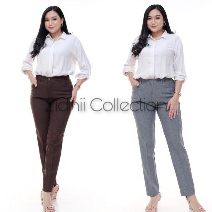Celana  Panjang Wanita Celana Kerja Resleting Kancing Celana Kantor Celana Kain/ Bahan Formal Kain K