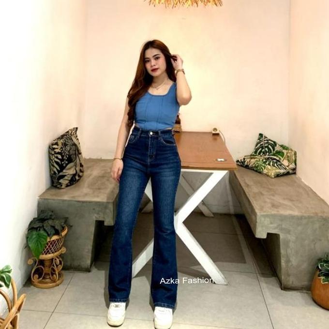 Celana Jeans Cutbray Highwaist Lalisa Cky Quality Premium / Cutbray Jeans Panjang Wanita Kekinian