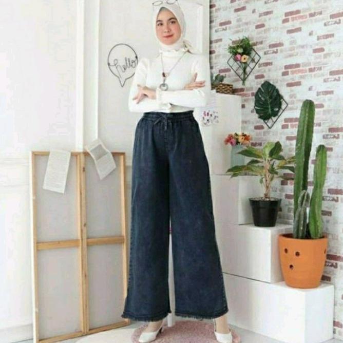 Kulot Jeans Premium Pinggang Karet Kulot Jeans Jumbo - Muat Bb 45-100 Kg