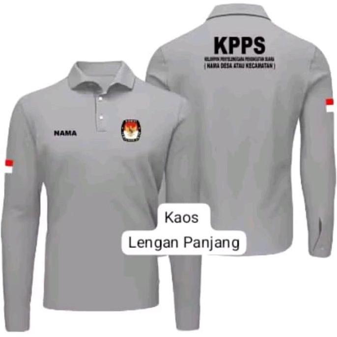 KAOS BERKERAH LENGAN PANJANG KPPS FREE NAMA DI BAJU // KAOS KPPS BISA COD