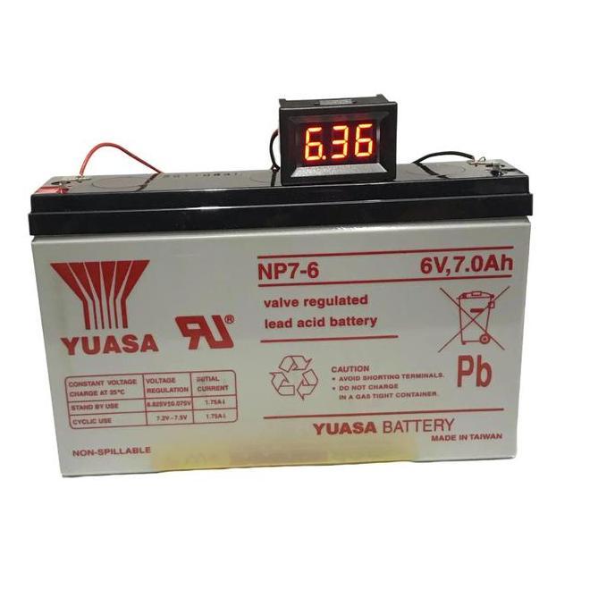 Yuasa Battery NP7-6 6V 7Ah + Digital Volt Meter