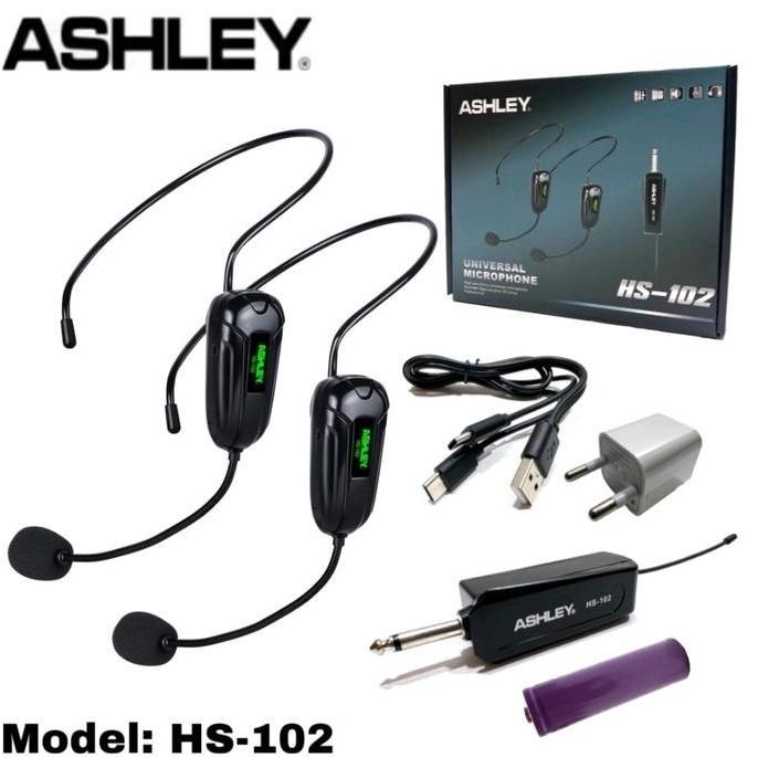 MIC WIRELESS HEADSET BANDO ASHLEY HS 102 2 MIC IMAM MASJID PRESENTASI ORIGINAL [terbaik]